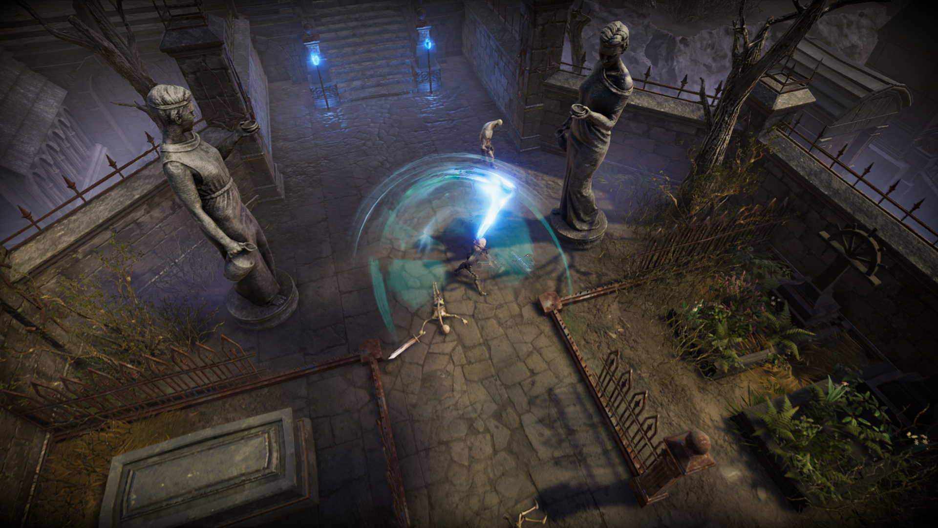 V Rising PvE combat gameplay — character engaging enemies in Vardoran
